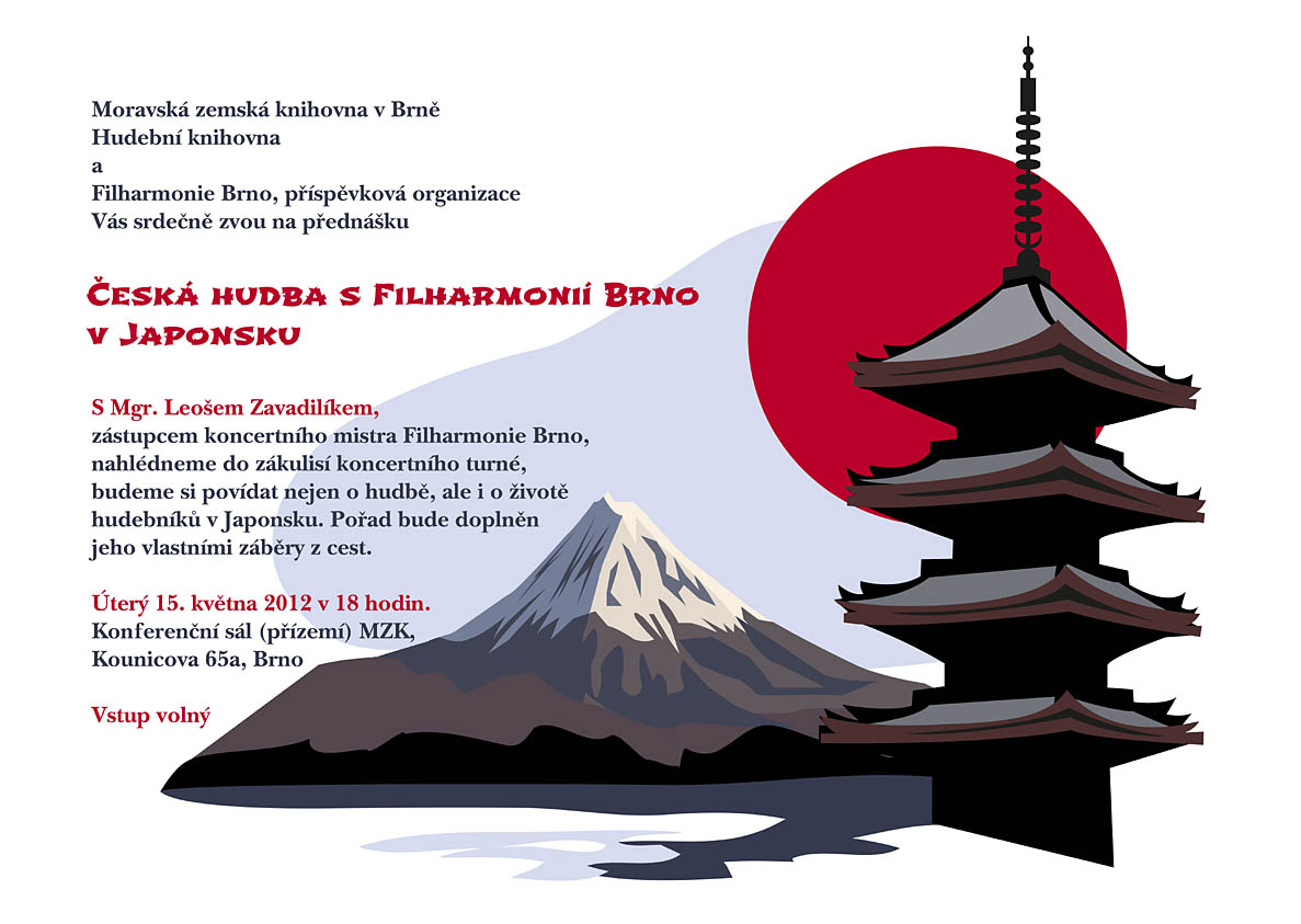 Pozvánka Česká hudba s Filharmonií Brno v Japonsku