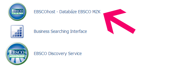 Klikněte na odkaz "EBSCOhost - Databáze EBSCO MZK"