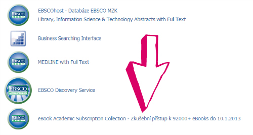 Výběr databáze EBSCO eBooks Výběr databáze EBSCO eBooks