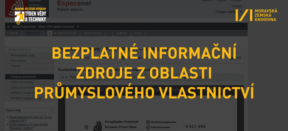 Bezplatné informační zdroje z oblasti průmyslového vlastnictví