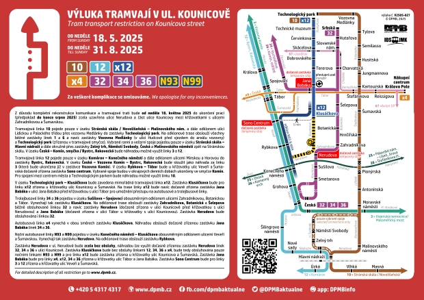 Výluka tramvají v ul. Kounicově