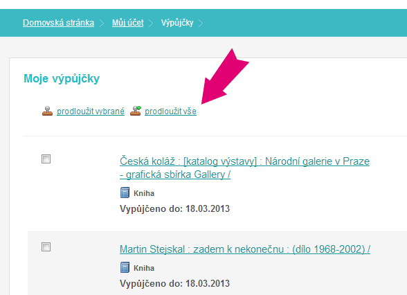 Prodloužení výpůjček
